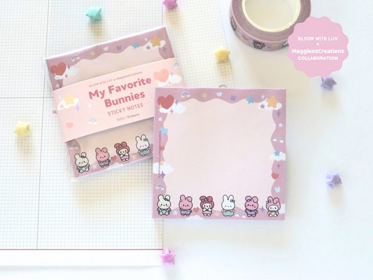 My Favorite Bunnies Sticky Notes Pad - Bloom With Luv x MaggieesCreations Collab