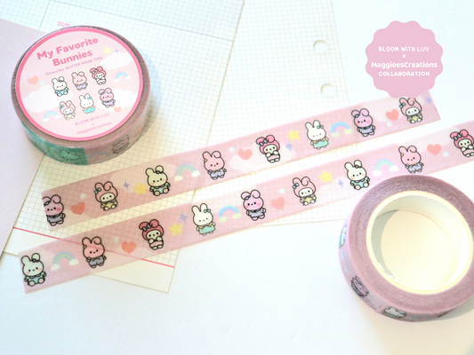 My Favorite Bunnies Glitter Washi Tape - Bloom With Luv x MaggieesCreations Collab