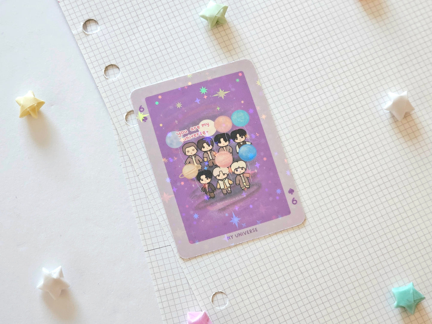 Bangtan Playing Cards Style Glitter Holographic Waterproof Vinyl 2 Sticker Set