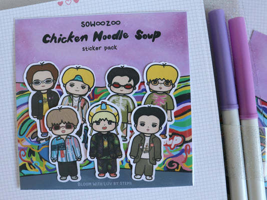 Chicken Noodle Soup Sowoozoo Muster Sticker Pack