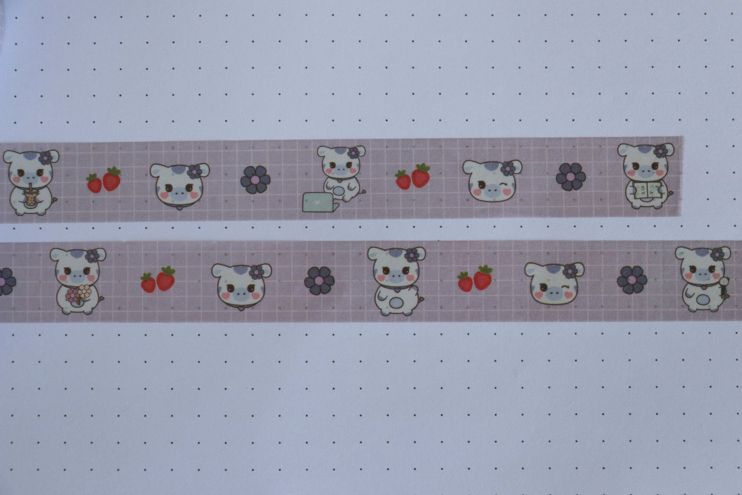 I Am Li-Li the Mochi Cow Grid Pattern Washi Tape