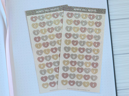Alphabet Stickers - Fall Palette - Hearts and Flowers Deco Sticker Sheet