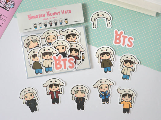 Bangtan Bunny Hats Sticker Pack