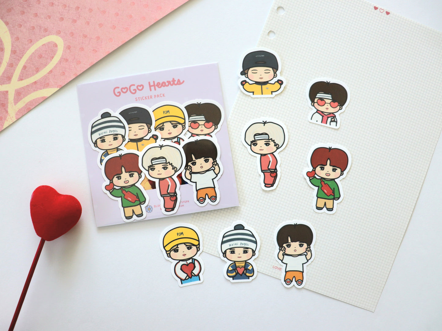 BTS Go Go Hearts Sticker Pack