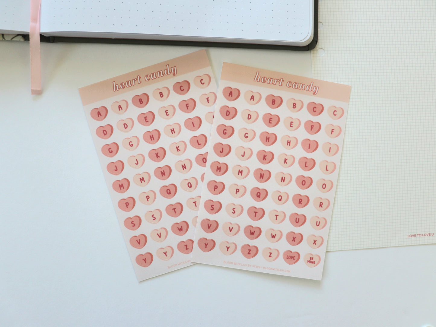 Alphabet Stickers - Heart Candy - Deco Sticker Sheet