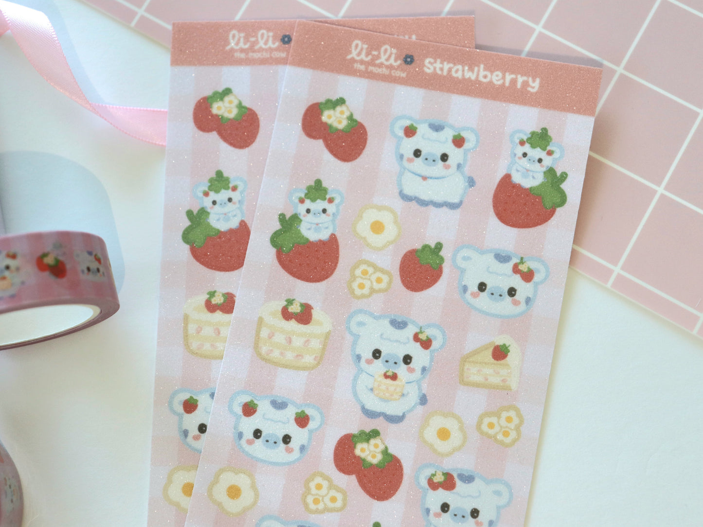 Li-Li Strawberry Glitter Deco Sticker Sheet