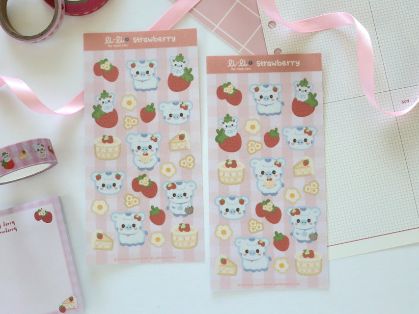 Li-Li Strawberry Glitter Deco Sticker Sheet – Bloom With Luv